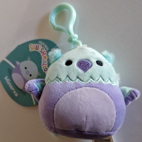 NWT 3.5" Minerva Griffon Gryphon Purse Clip On Squishmallows Mini Plushie Purple - Picture 2 of 6
